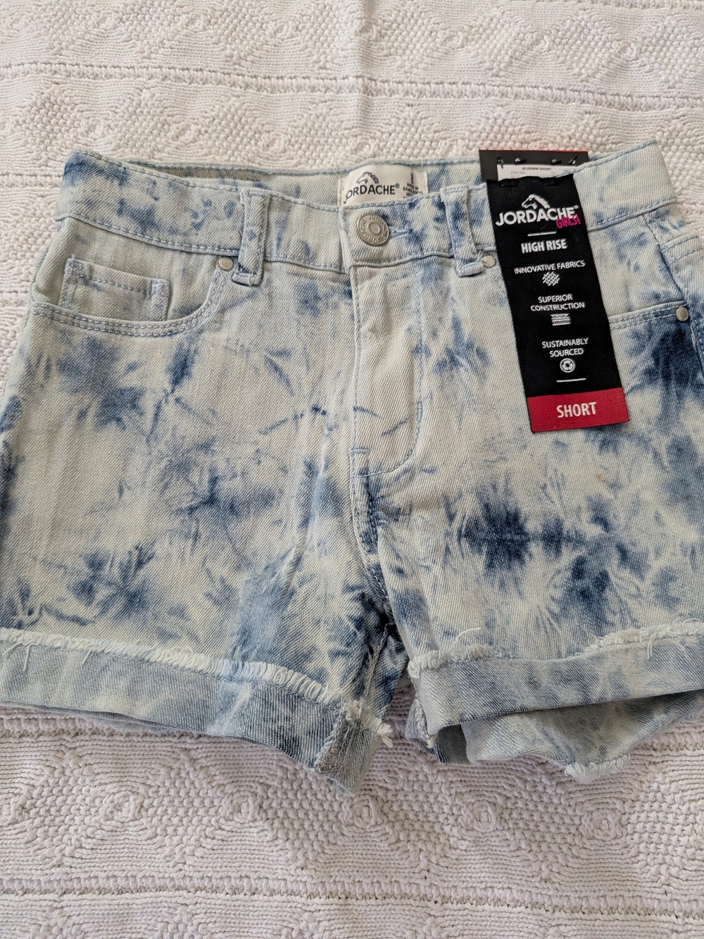 Jordache Tie-Dye Denim Skort in Light Blue and Navy
